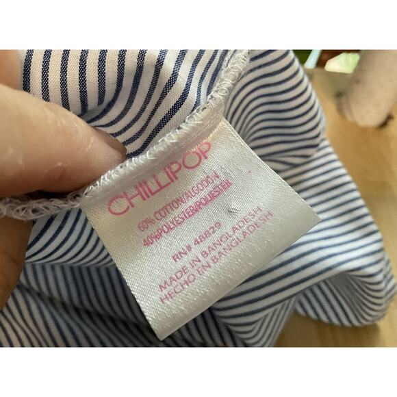 Chillipop Shirt Girls 7 8 Off Shoulder Embroidered Floral Striped Top - Picture 7 of 8